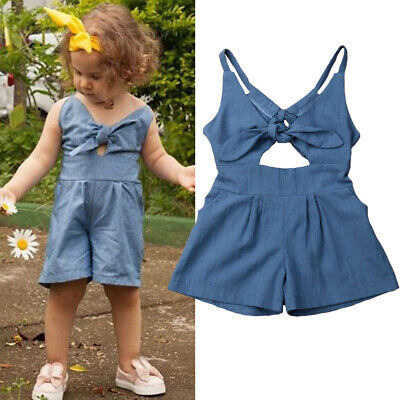 Baby Girls Kids sleeveless Solid Romper Jumpsuit Toddler Summer Clothes Outfits