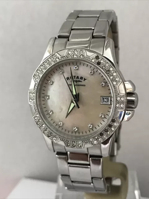 Rotary Ladies Chronspeed Mother of Pearl Dial Crystal Set Bezel Bracelet Watch