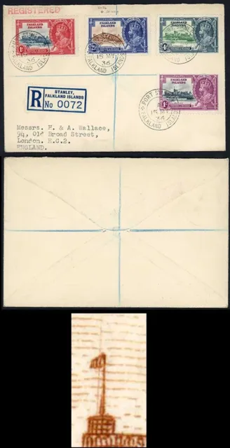 Falkland Is SG140e 1935 Silver Jubilee 2 1/2d Double Flagstaff on Cover
