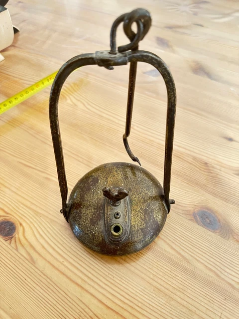 ANCIENNE LAMPE À huile de mineur coq en bon état avec mèche EUR 33,50 - FR