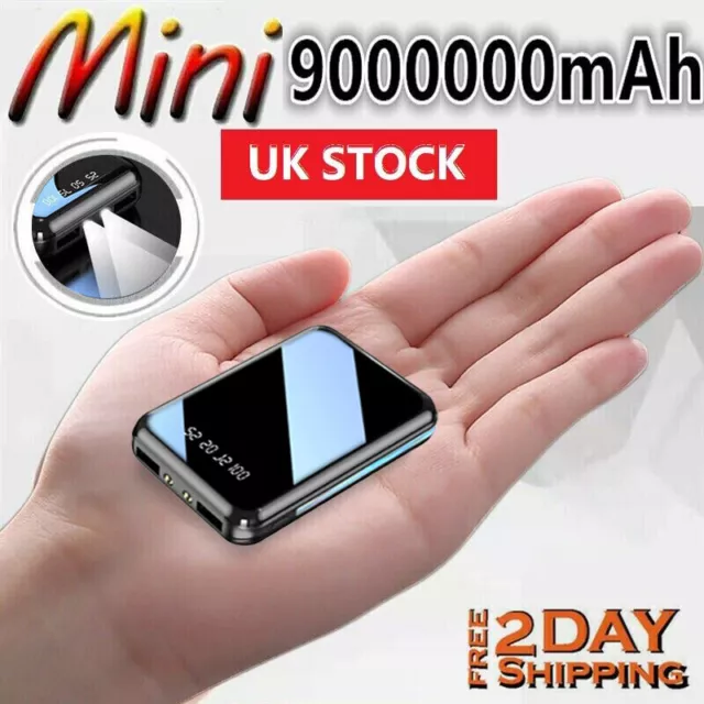9000000mAh Power Bank Portable Fast Charger Battery Pack 2 USB for Mobile Phone