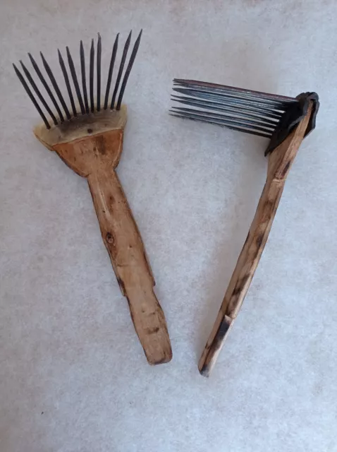 Antique Horsehair Brush Comb Linen Weaving Tool Ukrainian Primitive Rustic  Decor