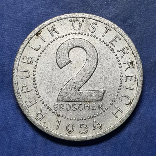 Austria 2 Groschen 1954 Coin - 0738D