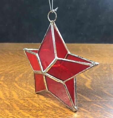 Adorno de vidrieras estrella roja con plomo artesanal hecho a mano 3D de colección atrapassol