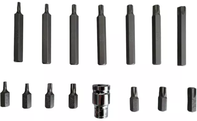 Embout Torx male Clé Etoile Coffret Douilles a choc impact Cliquet 6 Pans 15Pcs 3