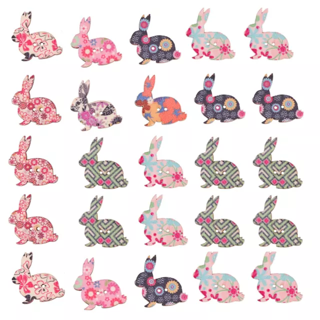 100pcs Easter Bunny Wooden Buttons for Sewing and Crafting