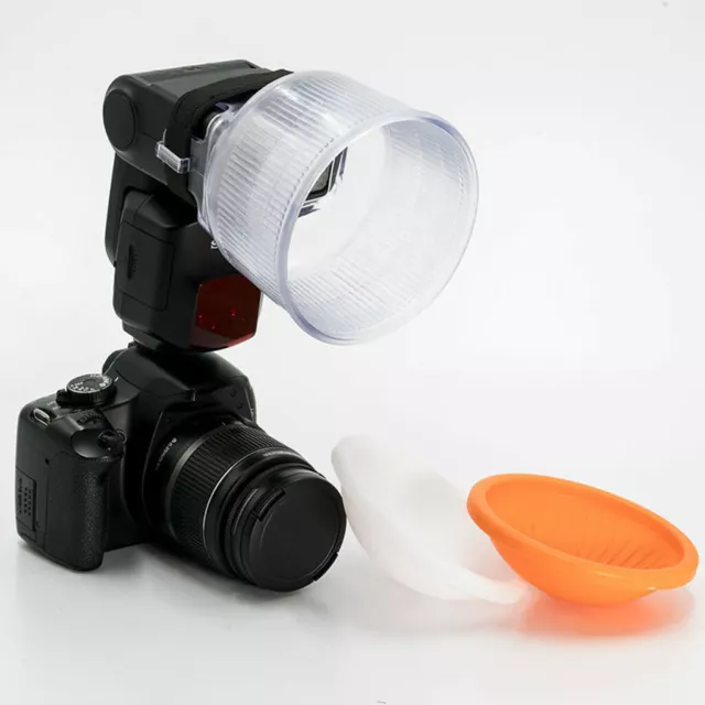 Universal Cloud Lambency Flash Diffuser +Orange White Dome Cover for Canon Nikon 2