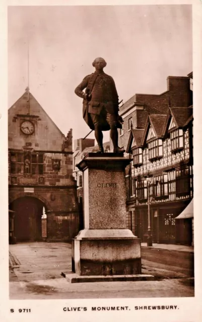 Shropshire Postkarte veröffentlicht 1915 echtes Foto Shrewsbury Clive of India Denkmal