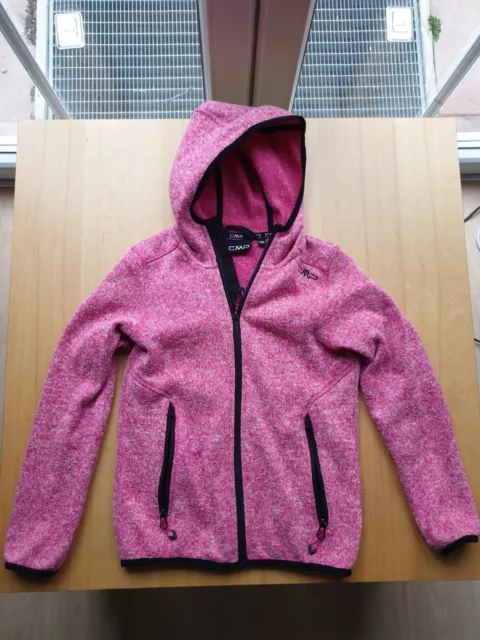 CMP Strickfleece Kapuzen Jacke Mädchen Gr. 140 Pink-meliert