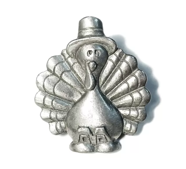 Thanksgiving Turkey Pin Pewter Lindsay Claire Designs Lapel Style