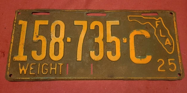 VINTAGE 1925 FLORIDA License Plate ORIGINAL PAINT $269.99 - PicClick