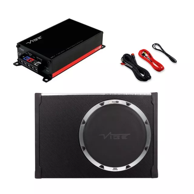 Vibe 12" Ultra Shallow Bass Enclosure Package Deal 900W Subwoofer & Amplifier Bn