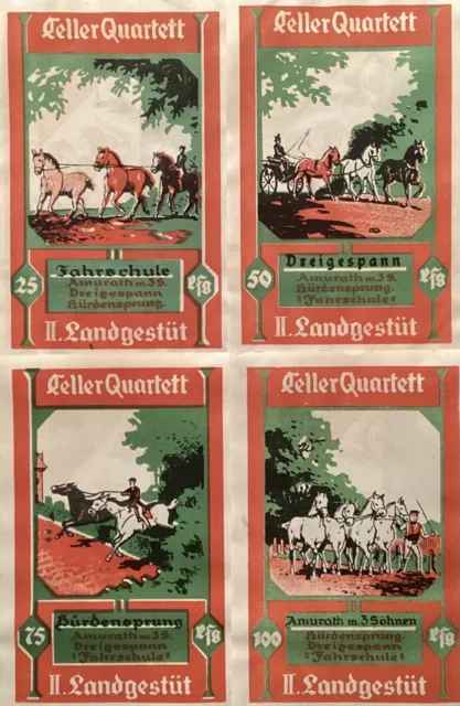 Celle,  4 versch. Notgeldscheine Keller-Quartett  II. Landgestüt mit Pferde-Abb.