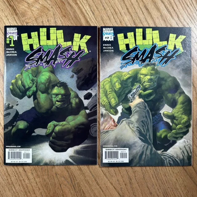 Hulk Smash #1 & 2 Garth Ennis Marvel Knights 2001 VFNM