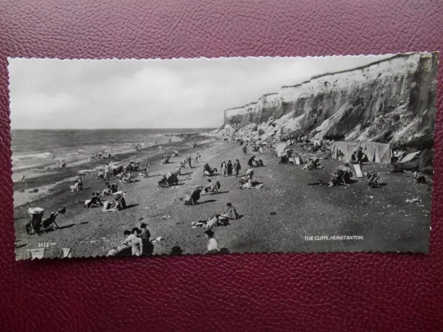 Holidaymakers The Cliffs HUNSTANTON Norfolk H Coates Wisbech Panoramic RP c1950s