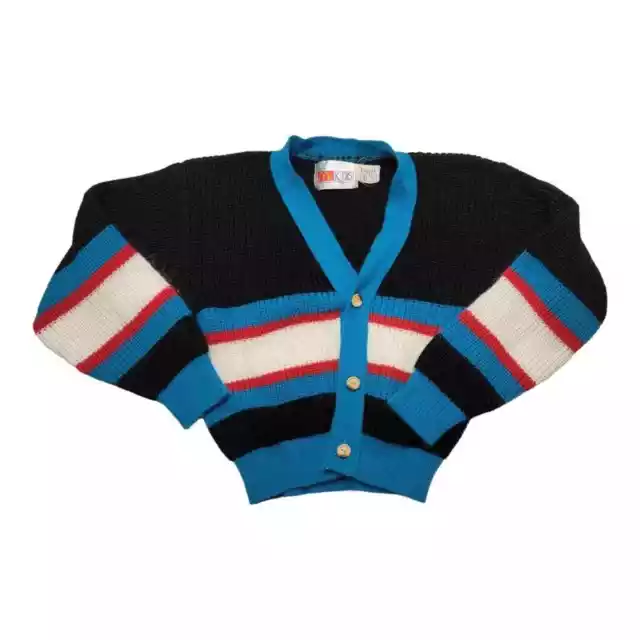 Vintage Mcdonalds Mckids Kids Sweater Cardigan Black Red Blue White Size M 5 6