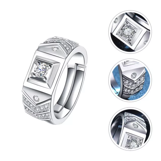 Herren Strass Ring Vintage Diamant Ehering Offen Verstellbar Fingerring ( )