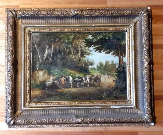 Saint Du Groix , old  french painting beautiful late 19th century scene