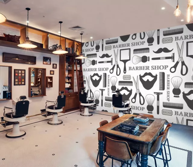 3D Stil H1632 Haarschnitt Barber Shop Tapete Wandbild Selbstklebend Erin