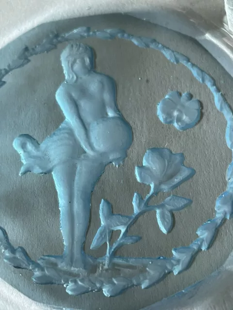 VINTAGE BOHEMIAN CZECH Blue Glass Intaglio Nude Venus Personal Ashtray PicClick