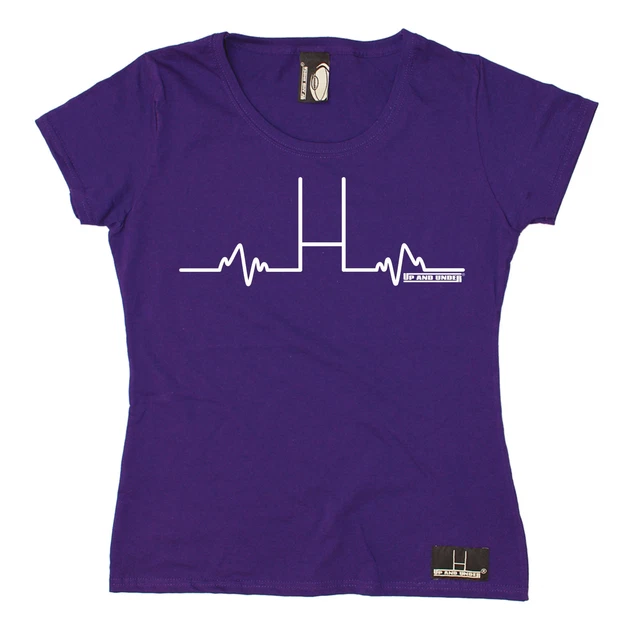 Rugby Heartbeat Pulse WOMENS T-SHIRT Love Rugga Heart Beat Funny birthday gift