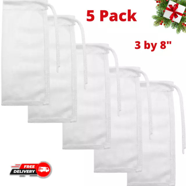 Extra Fine Mesh Media Filter Bags - 3" by 8" - 4 Pack with Drawstrings White US