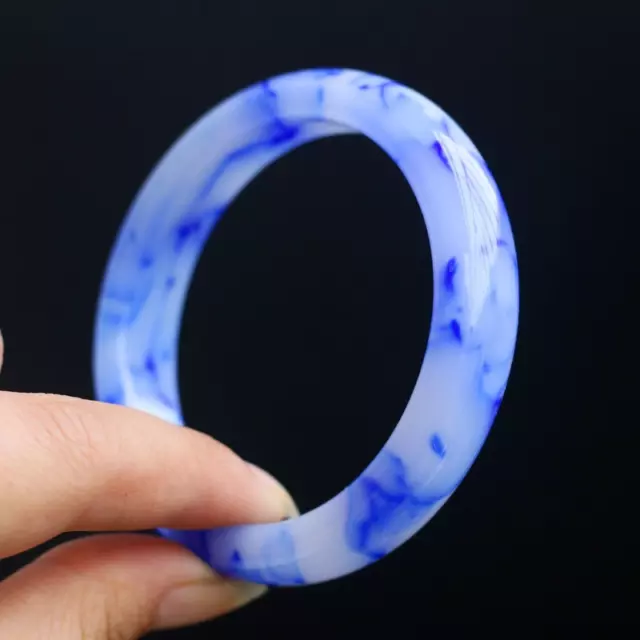 2022 Natural Blue White Jade Bangle Bracelet Amulet Men Women Gifts