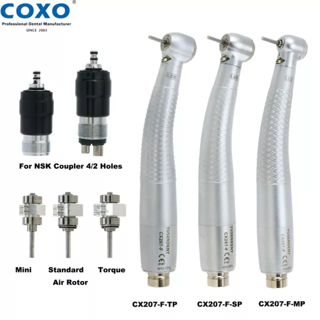 COXO Dental LED High Speed Air Turbine Handpiece 2/4 Hole Fit NSK QD-J Coupling