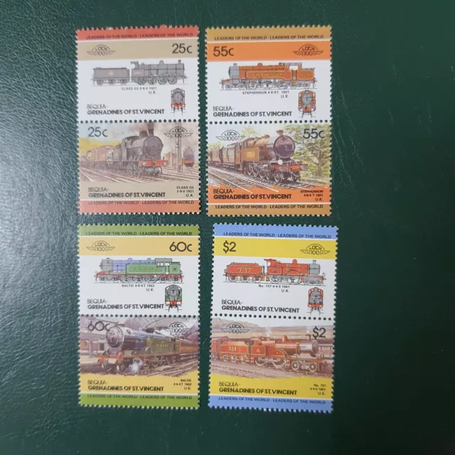 Briefmarken St. Vincent Grenadinen - Bequia,  Mi. 82-89, Lokomotiven III