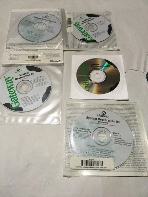Gateway System Restoration various  Discs restoration documentation win98