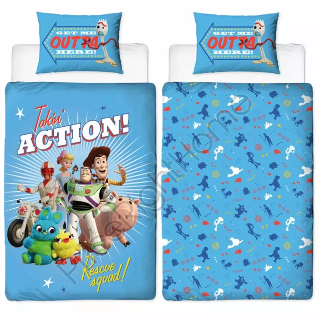 Toy Story 4 Simple Literie Set Garçons Filles Double Face Housse de Couette Bleu