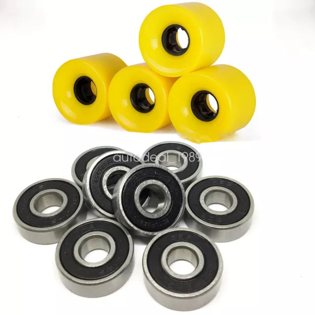 New 8pcs Abec-9 Bearing +4PCS Pro Skateboard LongBoard Cruiser Board  Wheel 60mm