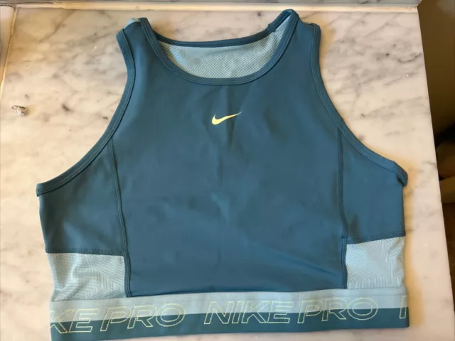 Nike Pro Dri-FIT Cropped Training Tank Top DX0061-440 Sea Blue Size SMALL