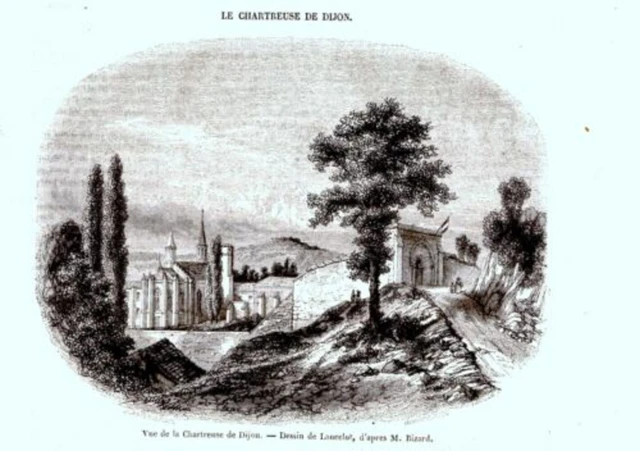 GRAVURE SUR BOIS 19ème VUE De LA CHARTREUSE DE DIJON