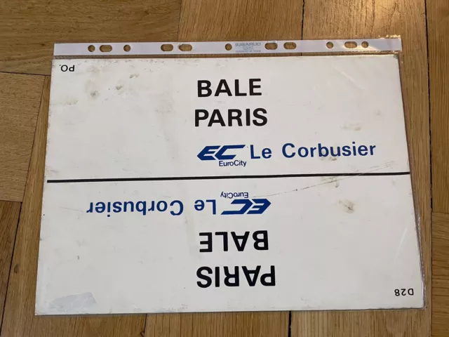 Zuglaufschild EC Le Corbusier/L´Arbalete Paris - Bale (plaque de destination)