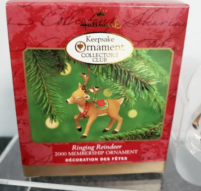 Hallmark Ringing Reindeer Keepsake Collectors Christmas ornament box vintage