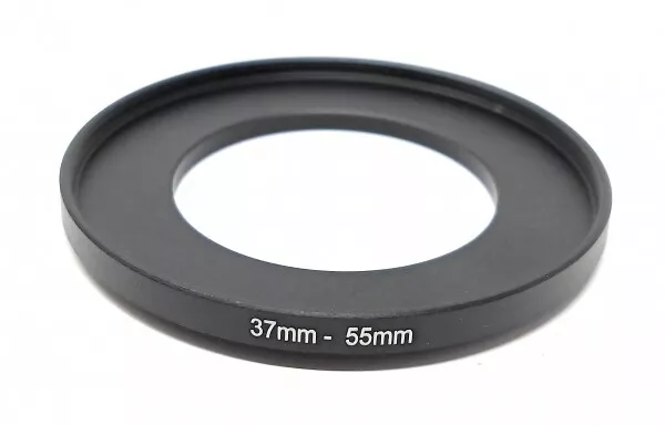 Adattatore Obiettivo 37 MM Filetto A 55 MM Step Up Anello IN Nero per Filtro