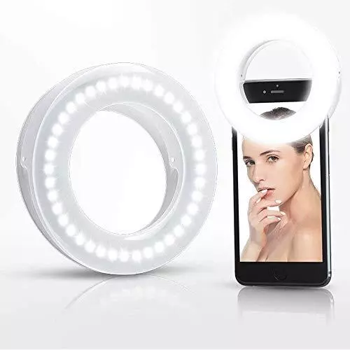 Anillo de luz Selfies 40 LED USB Recargable Selfie Light Clip en Teléfono con