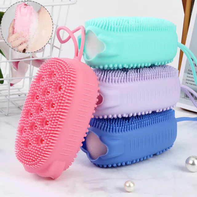 Brosse De Douche En Silicone Souple Bain De Lavage Du Corps Exfoliant Pour #