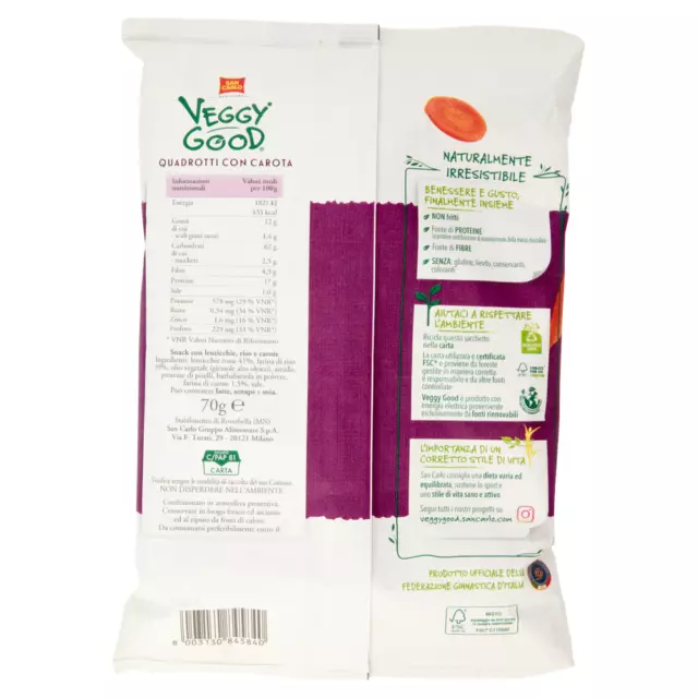 3X San Carlo Veggy Good Quadrotti con Carota, Lenticchie e Riso 70g Vegetariano 3