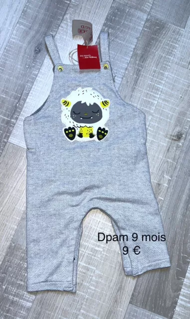 DPAM 9 mois  bébé garçon : salopette molleton garçon monstre