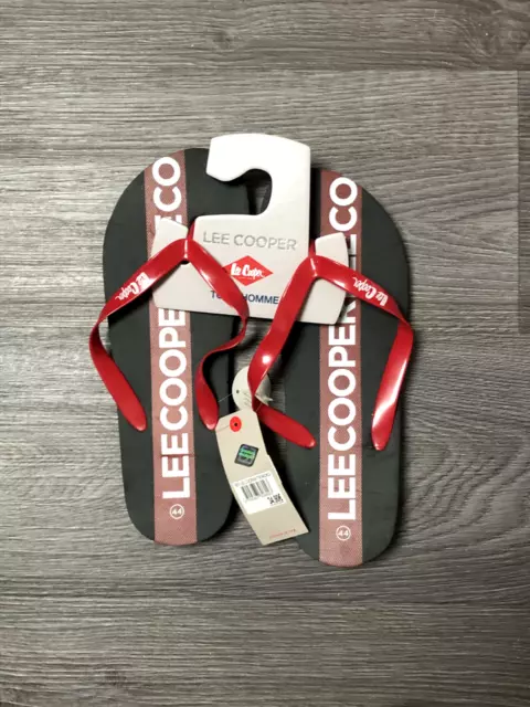TONGS LEE COOPER homme T44 rouge blanc noir Etat Neuf EUR 10 00