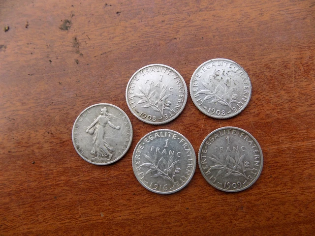 Monnaie 1 Francs Argent 1916 1908 1898 19081916