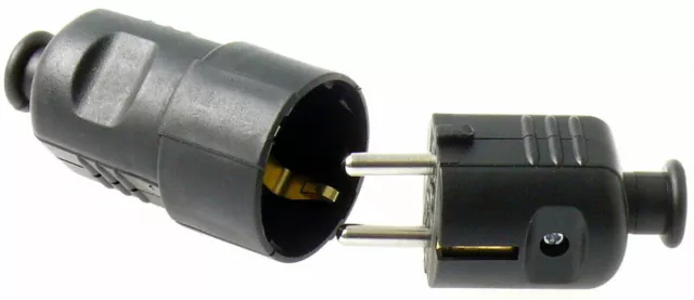 Schutzkontakt Stecker und Kupplung 16A 230V aus Kunstsoff IP20
