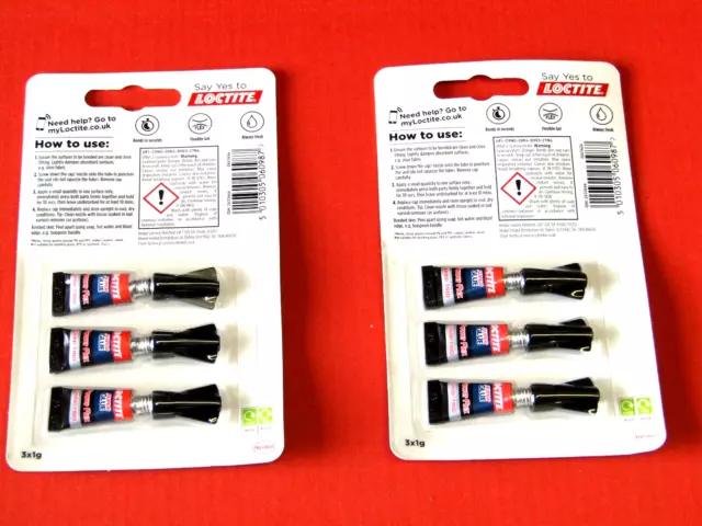 2 x 3 Loctite Super Glue Mini Trio Superglue Instant Adhesive High Strength Bond