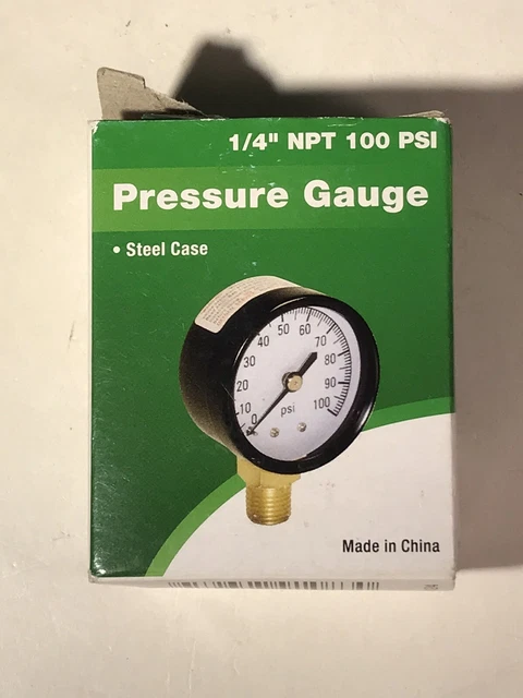 1/4” NOT 100 PSI ProPlumber Plastic/Steel Pressure Gauge NO. 64124 Model# PP100G