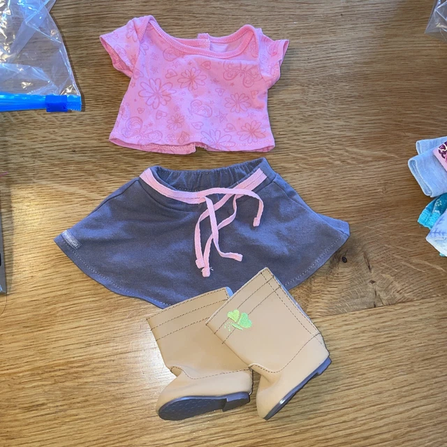 American Girl Doll True Spirit Meet Outfit Pink Shirt Skirt Tan Boots