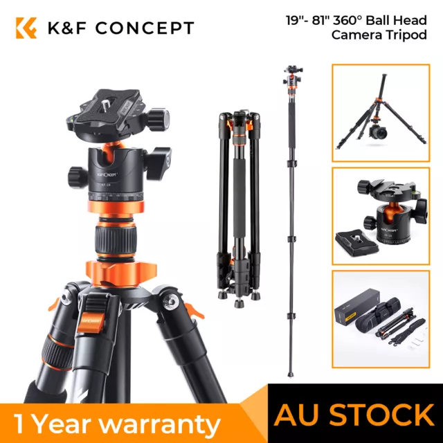 K&F Concept 207cm Camera Tripod Monopod with 360 Degree Ball Head for DSLR 22lbs