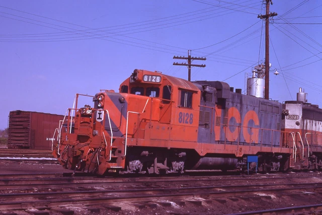 Orig Slide ICG Illinois Central Gulf GP10 #8128 - Jackson MS 1981 - Orange/Gray