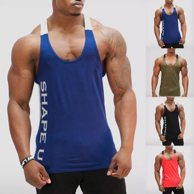 Mens Sleeveless Workout Tank Top Bodybuilding Gym Sports Muscle Fitness T- Shirt